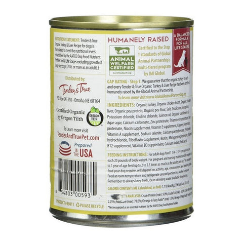 Tender And True, Organic Turkey And Liver Wet Dog Food, 12.5 Oz (Case Of 12)
