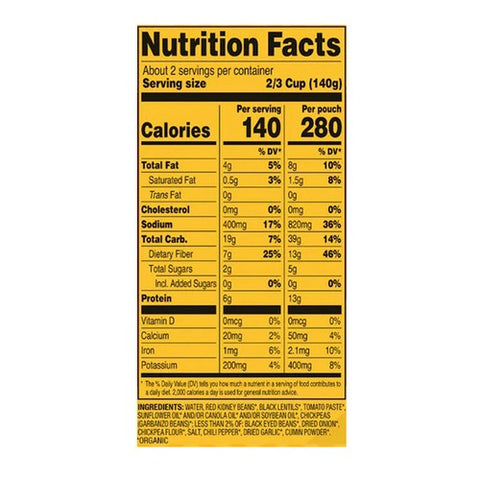 Tasty Bite, Organic Madras Lentils 3 Bean, 10 Oz (Case Of 6)