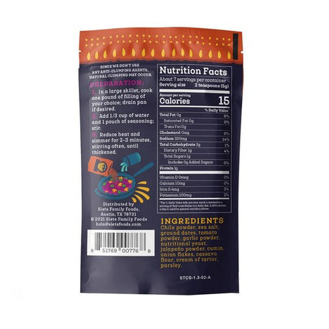 Siete, Spicy Taco Seasoning, 1.3 Oz (Case Of 12)