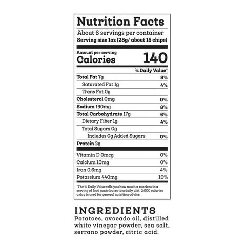 Siete, Sea Salt Vinegar Kettle Cooked Potato Chips, 5.5 Oz (Case Of 6)