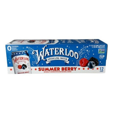 Waterloo Sparkling Water, Sparkling Water Summer Berry Naturally Flavored, 144 Oz (Case Of 2)
