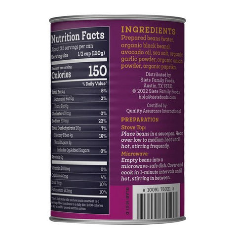 Siete, Vegan Refried Black Beans, 16 Oz (Case Of 12)