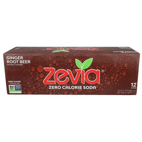 Zevia, Ginger Root Beer Zero Calorie Soda, 144 Oz (Case Of 2)