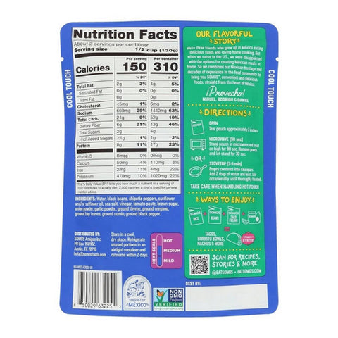 Somos, Chipotle Refried Beans Ready To Eat, 10 Oz (Case Of 6)