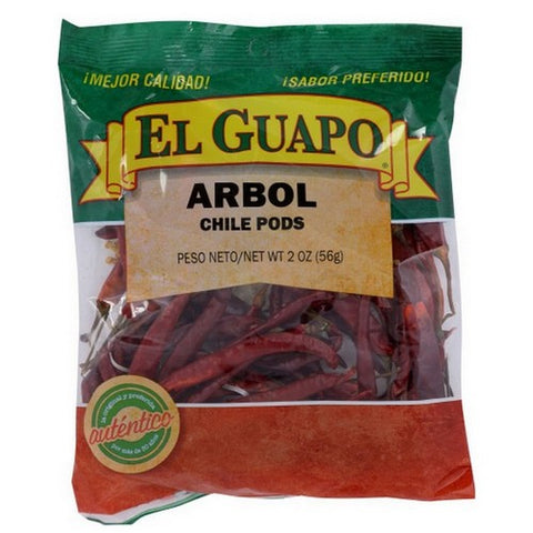 El Guapo, Arbol Chili Pods Bag Whole, 2 Oz(Case Of 12)
