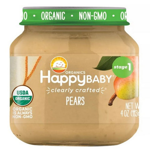 Happy Baby Food, Clearly Crafted Pears Baby Food, 4 Oz(Case Of 6)