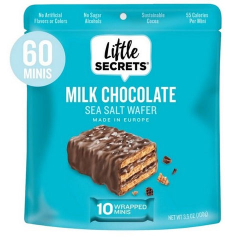 Little Secrets Llc, Mini Crispy Wafers Milk Chocolate With Sea Salt, 3.5 Oz(Case Of 6)