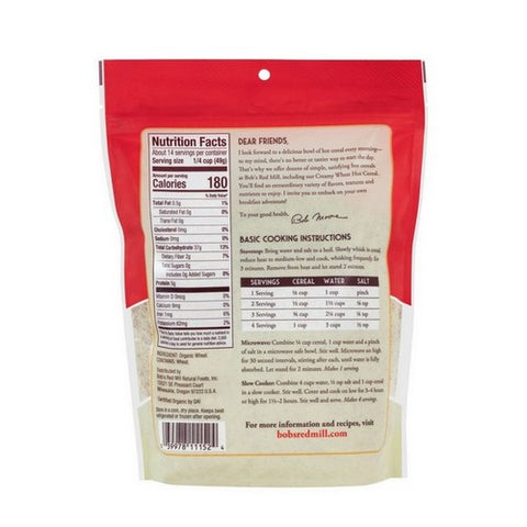 Bobs Red Mill, Organic Creamy Wheat Hot Cereal, 24 Oz(Case Of 4)