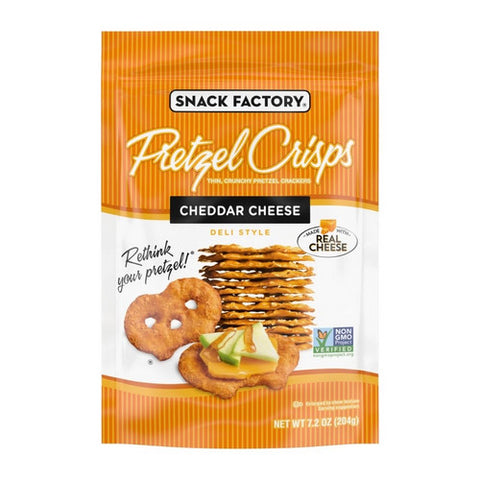 Snack Factory, Pretzel Crisps Cheddar Cheese, 7.2 Oz(Case Of 12)