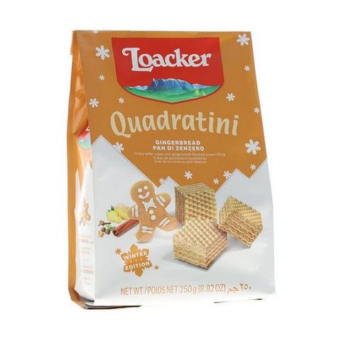 Loacker, Quadratini Ginger Bread Wafer Cookies, 8.82 Oz(Case Of 6)