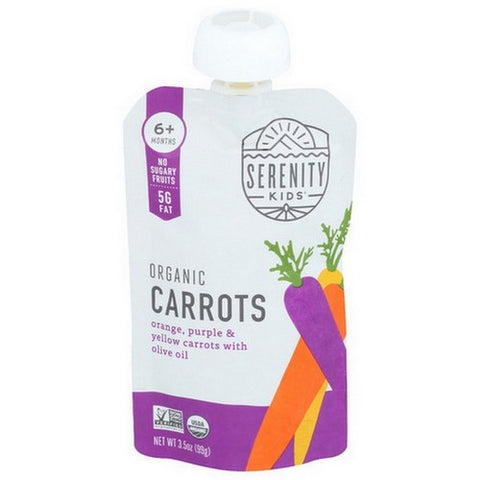 Serenity Kids, Organic Carrots Orange Purple And Yellow Carrots With Olive Oil, 3.5 Oz(Case Of 6)