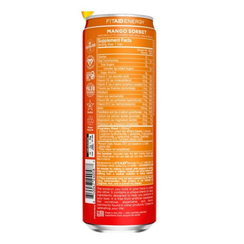 Lifeaid Beverage, Fitaid Energy Plus Sports Recovery Mango Sorbet, 12 Oz(Case Of 12)