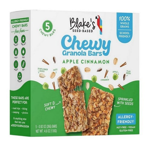 Blakes Seed Based, Chewy Granola Bars Apple Cinnamon Nut Free, 4.6 Oz(Case Of 6)