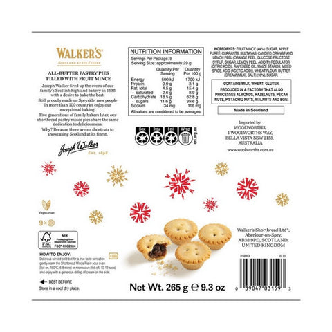 Walkers, Miniature Mince Pies, 9.4 Oz(Case Of 12)