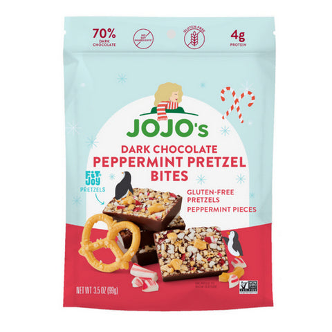 Jojos Chocolate, Pretzel Bites Chocolate Peppermint, 3.5 Oz(Case Of 6)