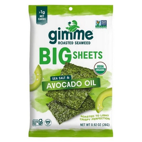 Gimme, Organic Roasted Seaweed Big Sheets Avocado Oil, 0.92 Oz(Case Of 10)