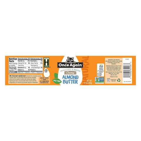 Once Again, Natural Creamy Almond Butter Roasted, 12 Oz (Case Of 6)