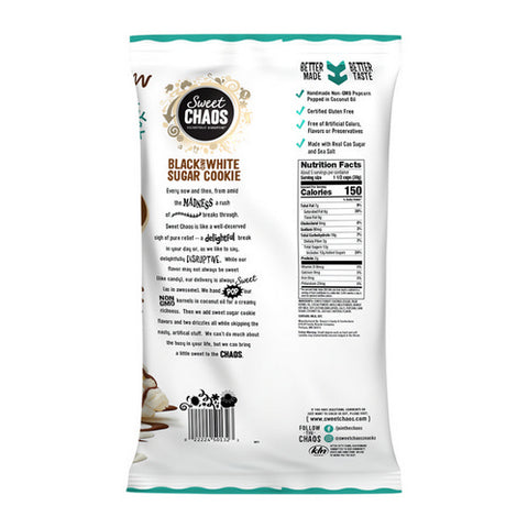 Sweet Chaos, Black And White Sugar Cookie Popcorn, 5.5 Oz (Case Of 12)