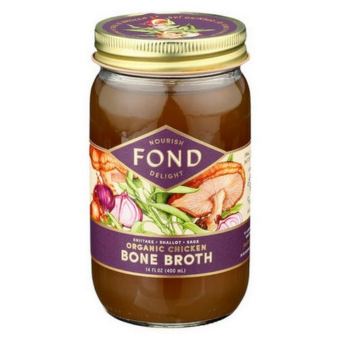 Fond Bone Broth, Organic Shiitake Shallot Sage Chicken Bone Broth, 14 Oz (Case Of 4)