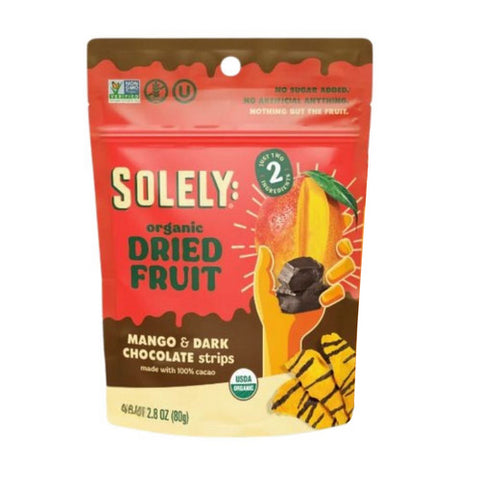 Solely, Organic Dried Fruit Mango Strips, 2.8 Oz(Case Of 8)