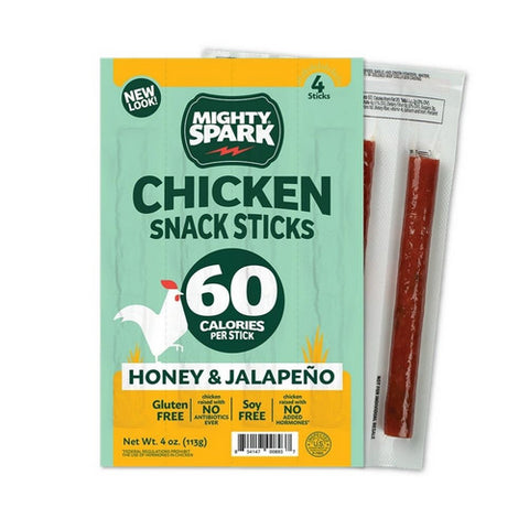 Mighty Spark, Honey And Jalapeno Chicken Snack Stick, 4 Oz(Case Of 8)