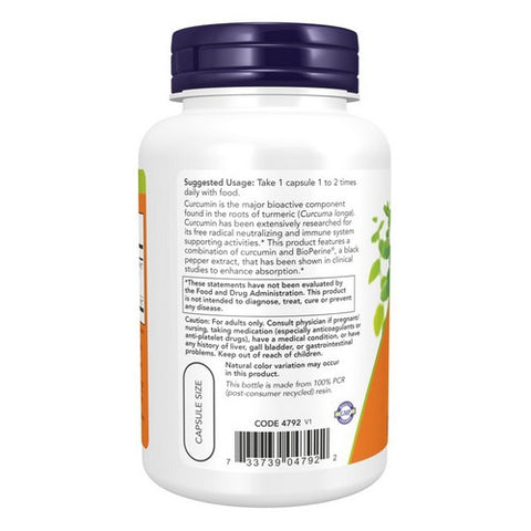 Now Foods, Turmeric Curcumin + Bioperine, 90 VegCaps
