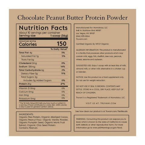 Truvani, Plant Protein Powder Chocolate Peanut Butter, 12.88 Oz