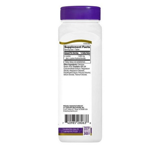 21st Century, L Lysine, 90 Tabs