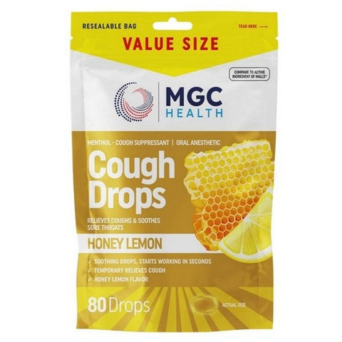 Mgc Health, Cough Drops Honey Lemon, 80 Drops