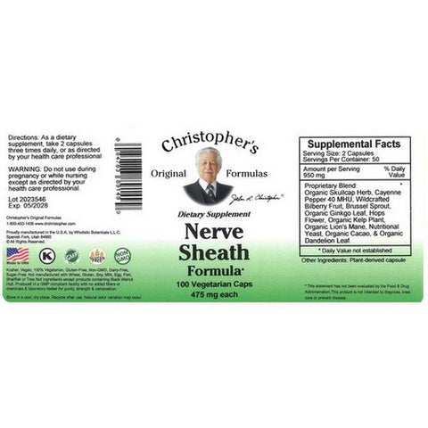 Christopher's Original Formulas, Nerve Sheath Formula, 100 Caps