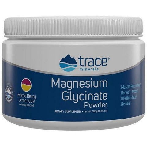 Trace Minerals, Magnesium Glycinate Powder Mixed Berry Lemonade, 120 mg, 180 Grams