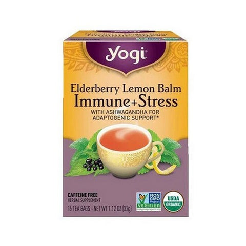 Yogi, Organic Elderberry Lemon Balm Immune And Stress Tea, 16 Tea Bags (1.12 Oz)