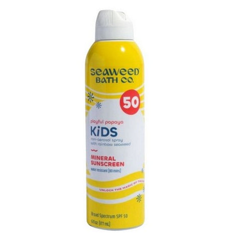 Seaweed Bath Co, Playful Papaya Kids Mineral Sunscreen Spray SPF 50, 6 Oz
