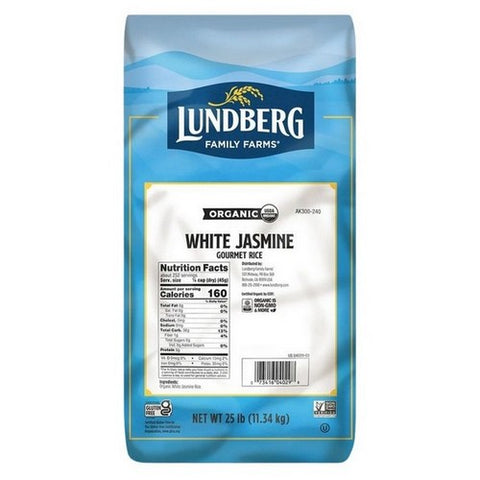 Lundberg, Organic American Jasmine White Rice, 25 Lbs