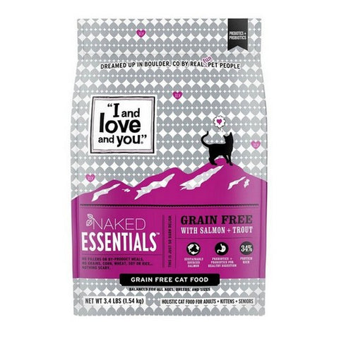 I And Love And You, Naked Essentials Dry Cat Food Salmon + Trout, 3.4 Lbs (Case Of 4)