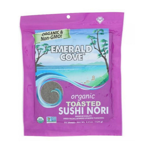 Emerald Cove, Organic Silver Grade Toasted Dried Pacific Sushi Nori, 50 Count (Case Of 4)