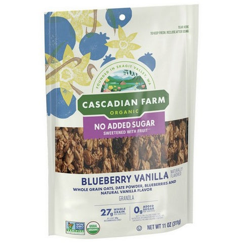 Cascadian Farm, Organic Granola No Added Sugar Blueberry Vanilla, 11 Oz (Case Of 4)