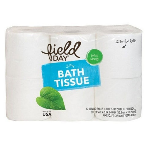 Field Day, 2 Ply Recycled Double Roll Bath Tissue, 12 Roll (Case Of 4)