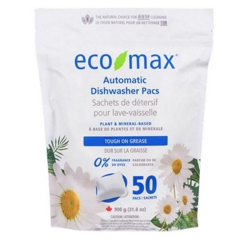 Eco Max, Automatic Dishwasher Pacs Fragrance Free, 50 Count (Case Of 4)