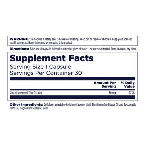 Kal, Liposomal Zinc High Potency, 30 Mg, 30 Veg Caps