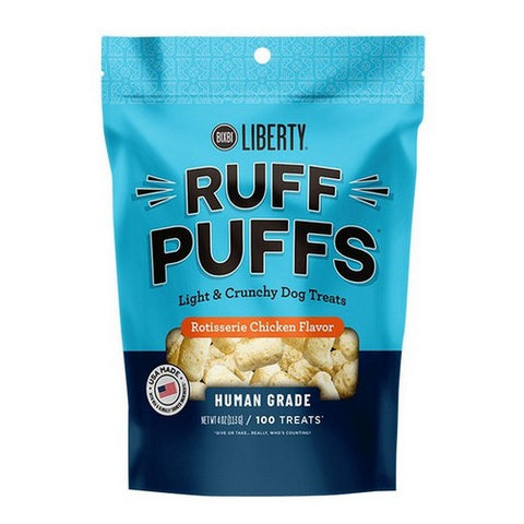 Bixbi Liberty, Ruff Puffs Rotisserie Chicken Flavor Dog Treats, 4 Oz (Case of 8)