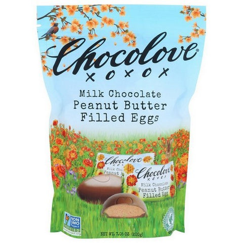 Chocolove, Xo Milk Chocolate Peanut Butter Filled Eggs, 7.05 Oz (Case of 8)
