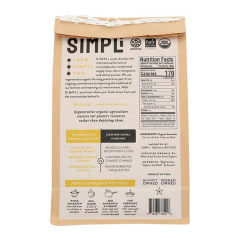 Simpli, Regenerative Organic Amaranth, 12 Oz (Case of 8)