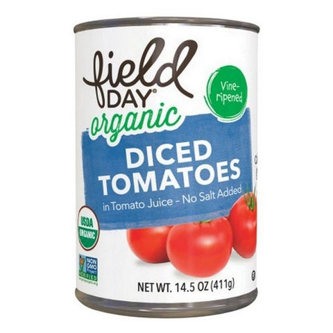 Field Day, Organic Diced Tomatoes No Salt Added, 14.5 Oz (Case Of 12)
