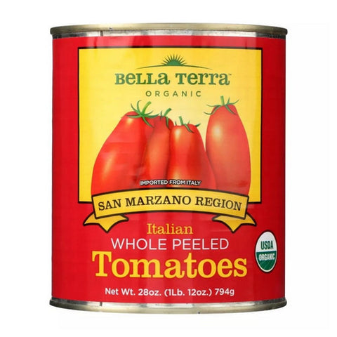 Bella Terra, Organic Italian San Marzano Whole Peeled Tomatoes, 28 Oz (Case Of 12)