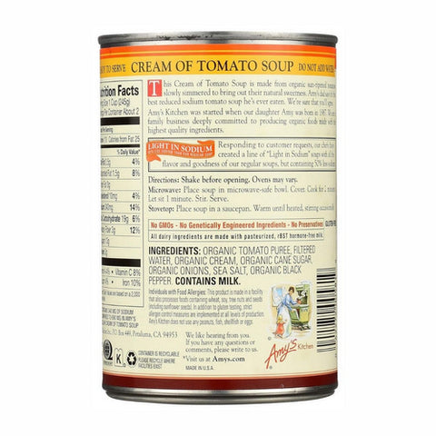 Amys, Organic Light Sodium Low Fat Cream Of Tomato Soup, 14.5 Oz (Case Of 12)