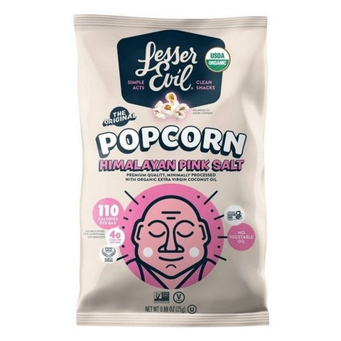 Lesser Evil, Organic Popcorn Himalayan Pink Salt, 0.88 Oz (Case of 18)