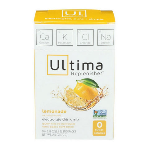 Replenisher Electrolyte Mix Lemonade 0.12 Oz (Case of 20) by Ultima Replenisher