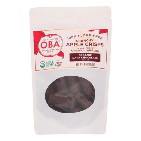 Dark Chocolate Coated Apple Crisps 4.6 Oz (Case of 8) by OBA (Organic Baked Apple)