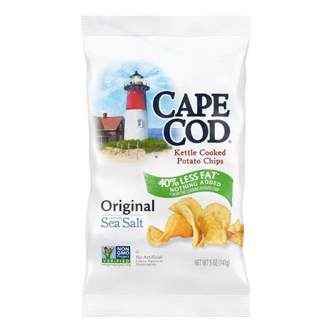 Kettle Cooked Potato Chips Reduced Fat Original 5 Oz (Case of 8) by Cape Cod
